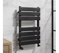 DuraTherm® 650 x 400mm Flat Panel Heated Towel Rail Radiator Modern Central Heating Bathroom Warmer Wall Mounted Ladder Rad, Matt Black