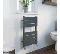 DuraTherm 650 x 400mm Flat Panel Thermostatic Dual Fuel Heated Towel Radiator - Anthracite