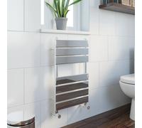 DuraTherm 650 x 400mm Flat Panel Thermostatic Dual Fuel Heated Towel Radiator - Chrome