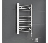 DuraTherm 700 x 400mm 150W Curved Bar Electric Heated Towel Radiator - Chrome