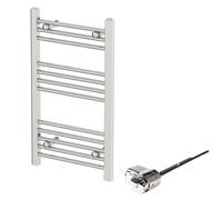 DuraTherm 750 x 450mm Flat Bar Thermostatic Dual Fuel Heated Towel Radiator - Chrome