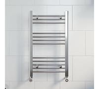 DuraTherm® 750 x 450mm Flat Straight Heated Towel Rail Radiator Modern Central Heating Bathroom Warmer Wall Mounted Ladder Rad, Polished Chrome