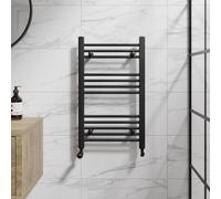DuraTherm® 750 x 450mm Flat Straight Heated Towel Rail Radiator Modern Central Heating Bathroom Warmer Wall Mounted Ladder Rad, Matt Black