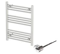 DuraTherm 750 x 600mm Flat Bar Thermostatic Dual Fuel Heated Towel Radiator - Chrome