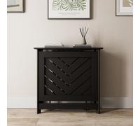 DuraTherm® Arrow Radiator Cover Black Modern Chevron Slat Shelves MDF Cabinet Shelf for Radiators, Living Rooms, Bedrooms, Small (W: 85cm / H: 81.5cm / D: 21cm)