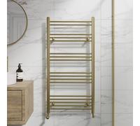 DuraTherm Brushed Brass Heated Towel Rail 1200x600mm Flat - PWLADF1200600BB