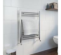 DuraTherm Dual Fuel Heated Towel Rail Chrome Designer Flat Manual Electric 750 x 600mm