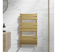 DuraTherm Flat Panel Heated Towel Radiator Brushed Brass 800 x 450mm