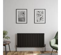 DuraTherm Horizontal Double Flat Panel Designer Radiator - 600 x 1215mm Black