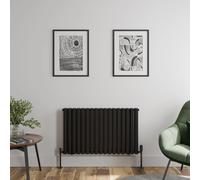 DuraTherm Horizontal Oval Tube Double Panel Designer Radiator - 600 x 1020mm Black