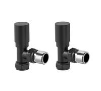 DuraTherm® Manual Angled Towel Radiator Valve Set, 15mm Central Heating Valves for Radiators (Black, Angled)