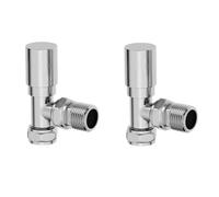 DuraTherm® Manual Angled Towel Radiator Valve Set, 15mm Central Heating Valves for Radiators (Chrome, Angled)