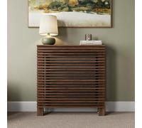 DuraTherm® Milan Radiator Cover Walnut Modern Horizontal Slat Shelves MDF Cabinet Shelf for Radiators, Living Rooms, Bedrooms, Small (W: 78cm / H: 81.5cm / D: 19cm)