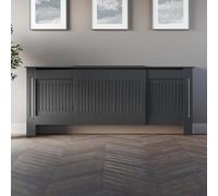 DuraTherm® Radiator Cover Anthracite Grey Painted Modern Vertical Slat Shelves MDF Cabinet Shelf for Radiators, Living Rooms, Bedrooms, Adjustable