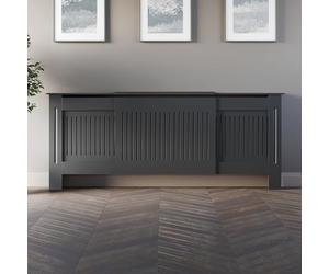 DuraTherm® Radiator Cover Anthracite Grey Painted Modern Vertical Slat Shelves MDF Cabinet Shelf for Radiators, Living Rooms, Bedrooms, Adjustable