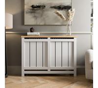 DuraTherm® Stratford Radiator Cover White Modern Vertical Slat Shelves MDF Cabinet Shelf for Radiators, Living Rooms, Bedrooms, Medium (W: 111.5cm / H: 81.5cm / D: 19cm)