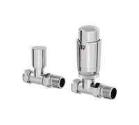 DuraTherm® Thermostatic Radiator Valve Pack Set, 15mm Lockshield TRV & Thermostat, Polished Chrome Valves for Radiators, Straight