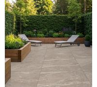 Duratile Designs River Sand Matt Natural Stone Effect Textured Porcelain Outdoor Floor Tile, Pack Of 1, (L)900mm (W)600mm