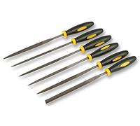 DURATOOL 6-Piece Needle File Set, 5.5" (140mm) with Cushion Grip & Carry Case - Precision Metal & Wood Filing Tools