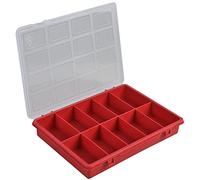 Duratool D01829 10 Compartment Organiser Box, Red - 35mm x 240mm x 180mm