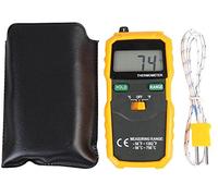 Duratool D03129 Digital Thermometer with K Type Thermocouple, -50 degree Celsius to +750 degree Celsius/ -58 degree Fahrenheit to +1382 degree Fahrenheit Range,Yellow