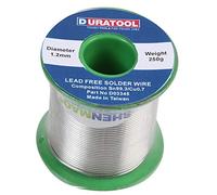 DURATOOL Lead-Free Solder Wire 1.2mm, 250g Reel, Sn99.3/Cu0.7, High Activity Rosin Flux, RoHS Compliant - D03345