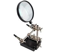DURATOOL Third Hand Clamp Tool with Magnifier, Adjustable Helping Hands for Soldering, Electronics, Hobby, and Craft Work - Heavy Base, 90mm Lens