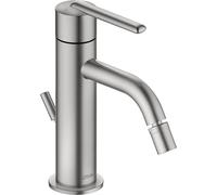 Duravit Balcoon Single Lever Bidet Mixer Tap (Spout Height 119 mm), Bidet Mixer with Pop-Up Waste Set, Brushed Stainless Steel