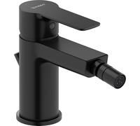 Duravit D-Code Single Lever Bidet Mixer Tap (Spout Height 128 mm) Bidet Mixer with Pop Up Waste Set Matt Black