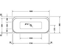 Duravit Freestanding Bath Happy D.2 Plus 1800x800mm Graphit Super Matt 700453800000000