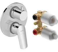 Duravit No.1 bath mixer set flush mounted, incl. ready-mounted set with concealed basic body, bath mixer tap with ceramic mixing system, Chrome
