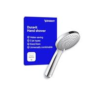 Duravit Universal Shower Head, Handheld Shower Head with 3jet Types (Rain, Intense Rain, Soft Rain), Shower Head Round (Ø 110 mm), with Water-Saving Minusflow-Function, Easy to Clean, Chrome