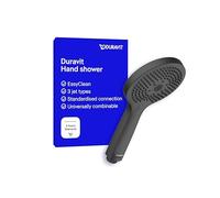 Duravit Universal Shower Head, Handheld Shower Head with 3jet Types (Rain, Pulse, Mono), Shower Head Round (Ø 120 mm), Easy to Clean, Black Matt
