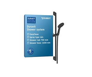Duravit Universal Shower System, Shower Set with Jet Type Rain, Shower Rail (700 mm) with Adjustable Shower Holder, Shower Hose with Anti-Twist Protection, Black Matt
