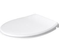 Duravit Universal toilet lid with soft close, toilet seat quick release for easy installation, toilet seat in oval shape, toilet lid made in EU, urea duroplastic, stainless steel hinges, white