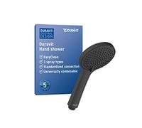 Duravit Universal Shower Head, Handheld Shower Head with 3jet Types (Rain, Intense Rain, Soft Rain), Shower Head Round (Ø 110 mm), Easy to Clean, Black Matt