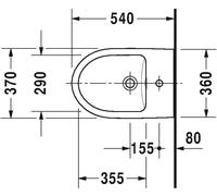 Duravit Wall Hung Bidet DuraStyle With Overflow 540mm With overflow 2279150000