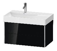 DURAVIT XSquare - Vanity Unit with 2 drawers & 1 basin cut-out left 784x397x460mm black high gloss/black high gloss