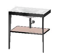 DURAVIT XViu - Metal console with washbasin c-bonded with open compartment 800x850x480mm black matt/apricot pearl high gloss