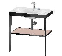 DURAVIT XViu - Metal console with washbasin c-bonded with open compartment 800x850x480mm black matt/apricot pearl high gloss