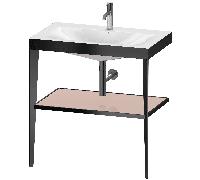 DURAVIT XViu - Metal console with washbasin c-bonded with open compartment 800x850x480mm black matt/apricot pearl high gloss