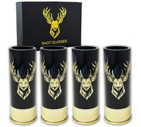 Durawe Company Deer Head Shot Glasses for Men and Women, Wedding Party, Father's Day, Gifts for Hunters 12GA Deer Hunting - Small Shot Cups with Gift Box (Black)