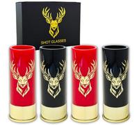 Durawe Company Deer Head Shot Glasses for Men and Women, Wedding Party, Father's Day, Gifts for Hunters 12GA Deer Hunting - Small Shot Cups with Gift Box (Black+Red)
