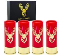 Durawe Company Deer Head Shot Glasses for Men Women Wedding Party Father's Day Gifts for Hunters 12GA Deer Hunting - Small Shot Cups with Gift Box (Red)