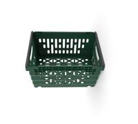 DURBO 20L Supermarket Food Crate, Ventilated Food Grade Basket, Bale Arm Crate for Food Storage and Transportation 400x300x200mm (GREEN)
