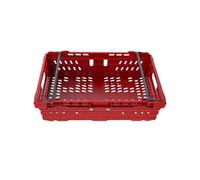 DURBO 30L Supermarket Food Crate, Ventilated Food Grade Basket, Bale Arm Crate for Food Storage and Transportation 600x400x170mm (RED)