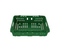 DURBO 30L Supermarket Food Crate, Ventilated Food Grade Basket, Bale Arm Crate for Food Storage and Transportation 600x400x170mm (GREEN)
