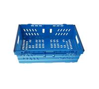 DURBO 35L Supermarket Food Crate, Ventilated Food Grade Basket, Bale Arm Crate for Food Storage and Transportation 600x400x200mm (BLUE)