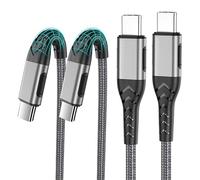 Durcord 2Pack 10ft USB C Charger Cable - 100W Fast Charging for Android/Phone/Pad, Type C to Type C Compatible with iPhone 16/15 Pro Plus Max Silver