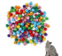 Durdiiy 100PCS 1.5 cm New Generation Large Colorful Cat's Favorite Chase Glitter Ball Toy Sparkle Pom Pom Balls